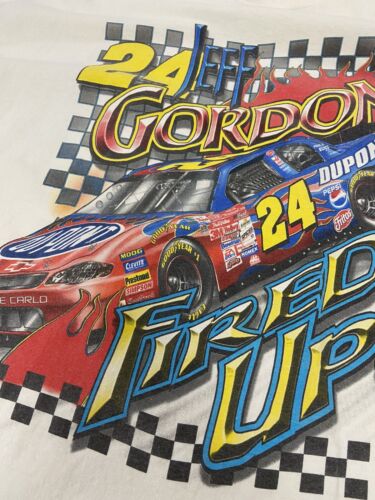 Vintage Jeff Gordon Fired Up Racing Chase T-Shirt Size Large White 2001