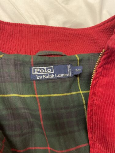 Vintage Polo Ralph Lauren Corduroy Bomber Jacket Size Small Plaid Lined