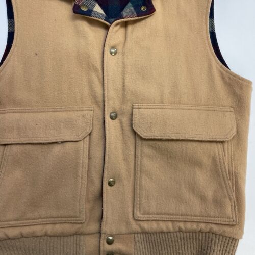 Vintage Woolrich Wool Vest Jacket Size Medium Tan Plaid