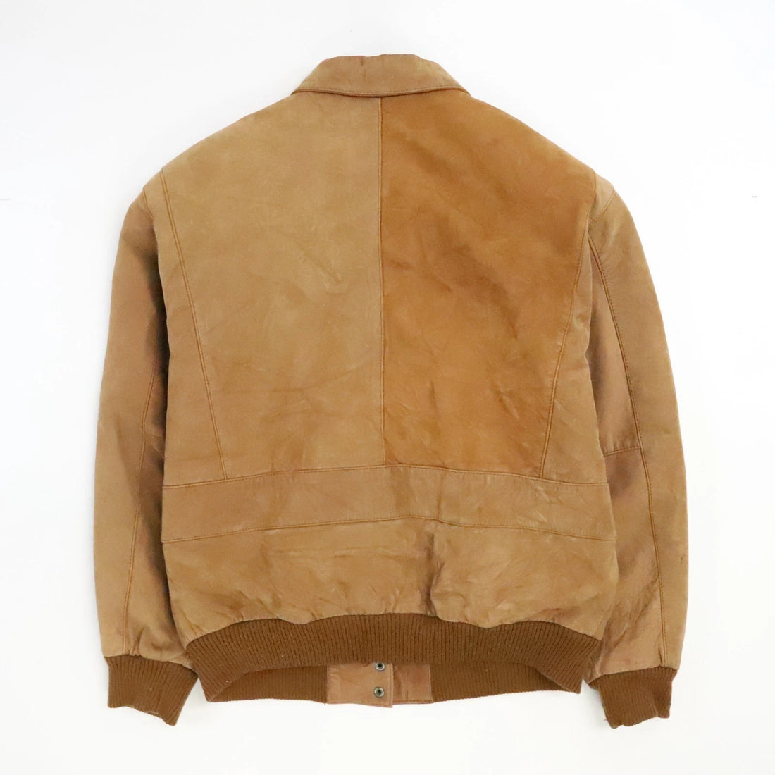 Vintage Mixed Blues Leather Bomber Jacket Size Medium Brown