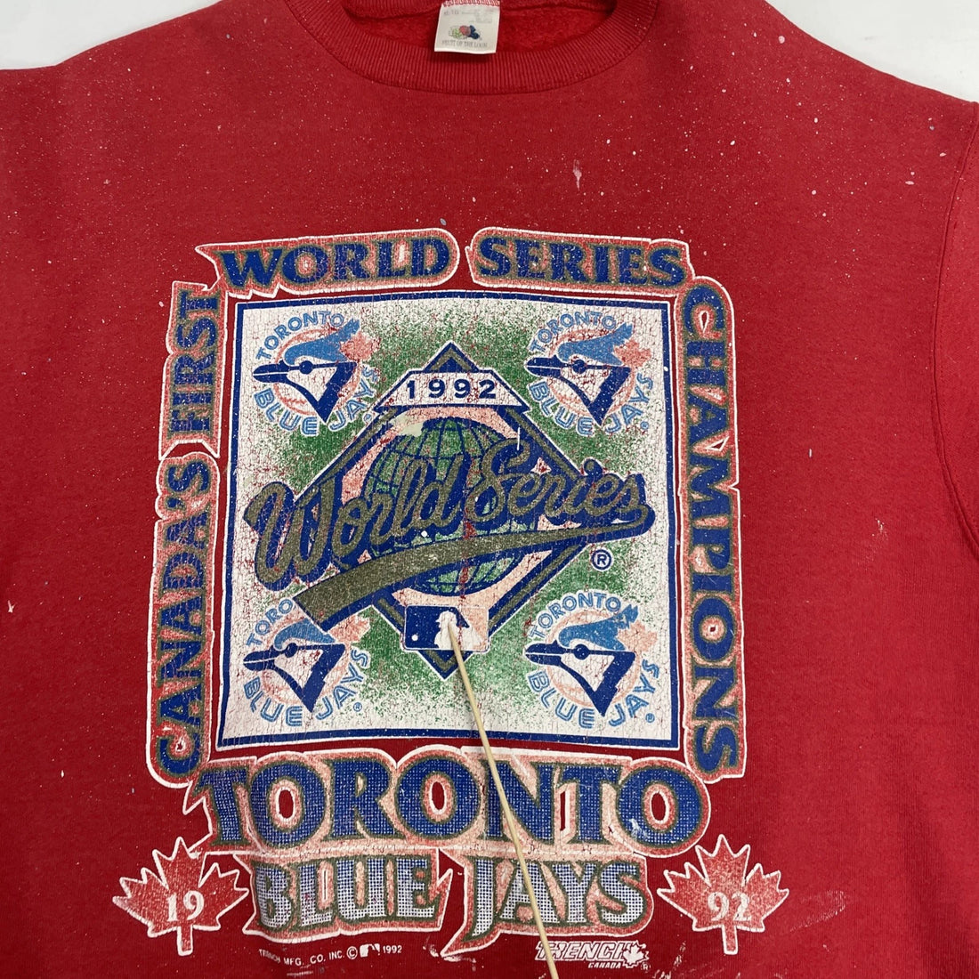 Vintage Toronto Blue Jays World Series Champs Sweatshirt XL Paint Splatter MLB