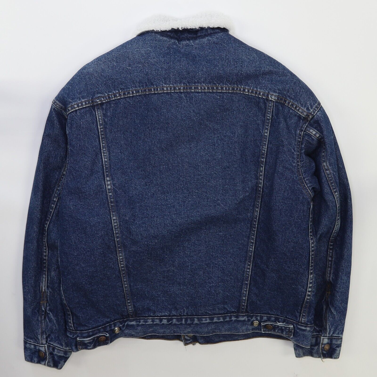 Size Large Levi Blue Denim Sherpa Lined 2024 Trucker Jacket Unisex