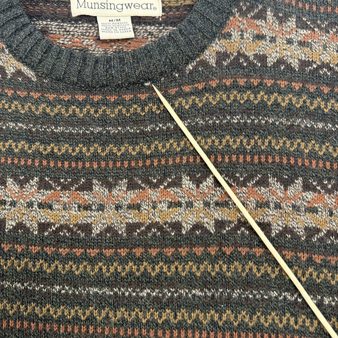 Munsingwear Fair Isle Crewneck Sweater Size Medium
