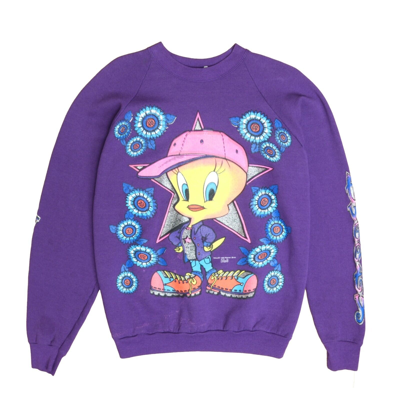 Vintage Tweety Bird Sweatshirt Crewneck Size XL Purple Looney Tunes 19 Throwback Vault