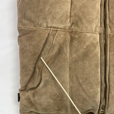 Vintage Polo Ralph Lauren Leather Suede Vest Jacket Size Small Plaid Lined 90s