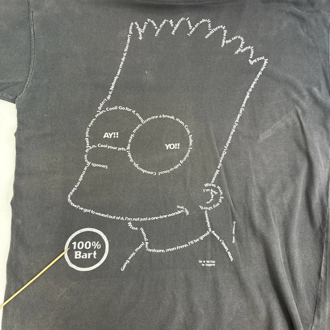 Vintage Bart Simpson Ay Yo T-Shirt Size Large Fox 1998 90s