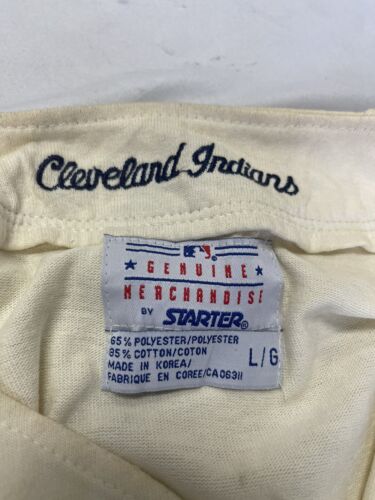Vintage Cleveland Indians Starter Baseball Jersey Size Large Beige 90s MLB