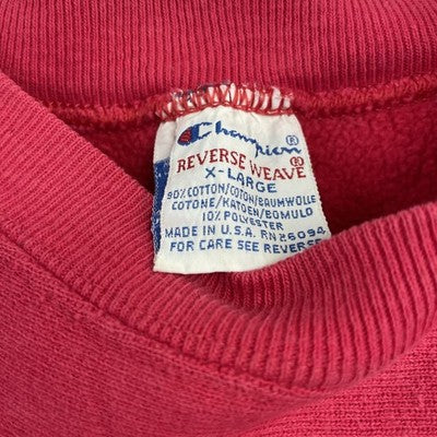 Vintage Champion Reverse Weave Spell Out Crewneck Sweatshirt Size XL Pink 90s