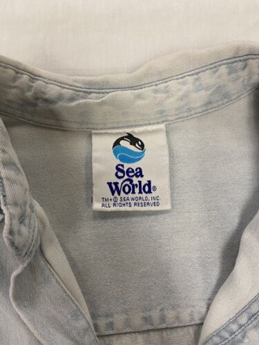 Vintage Sea World Denim Shirt Size Small Embroidered