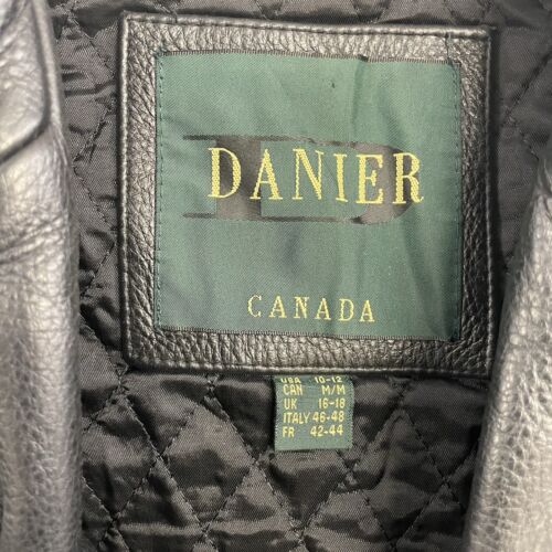 Vintage Danier Leather Coat Jacket Size Medium Black