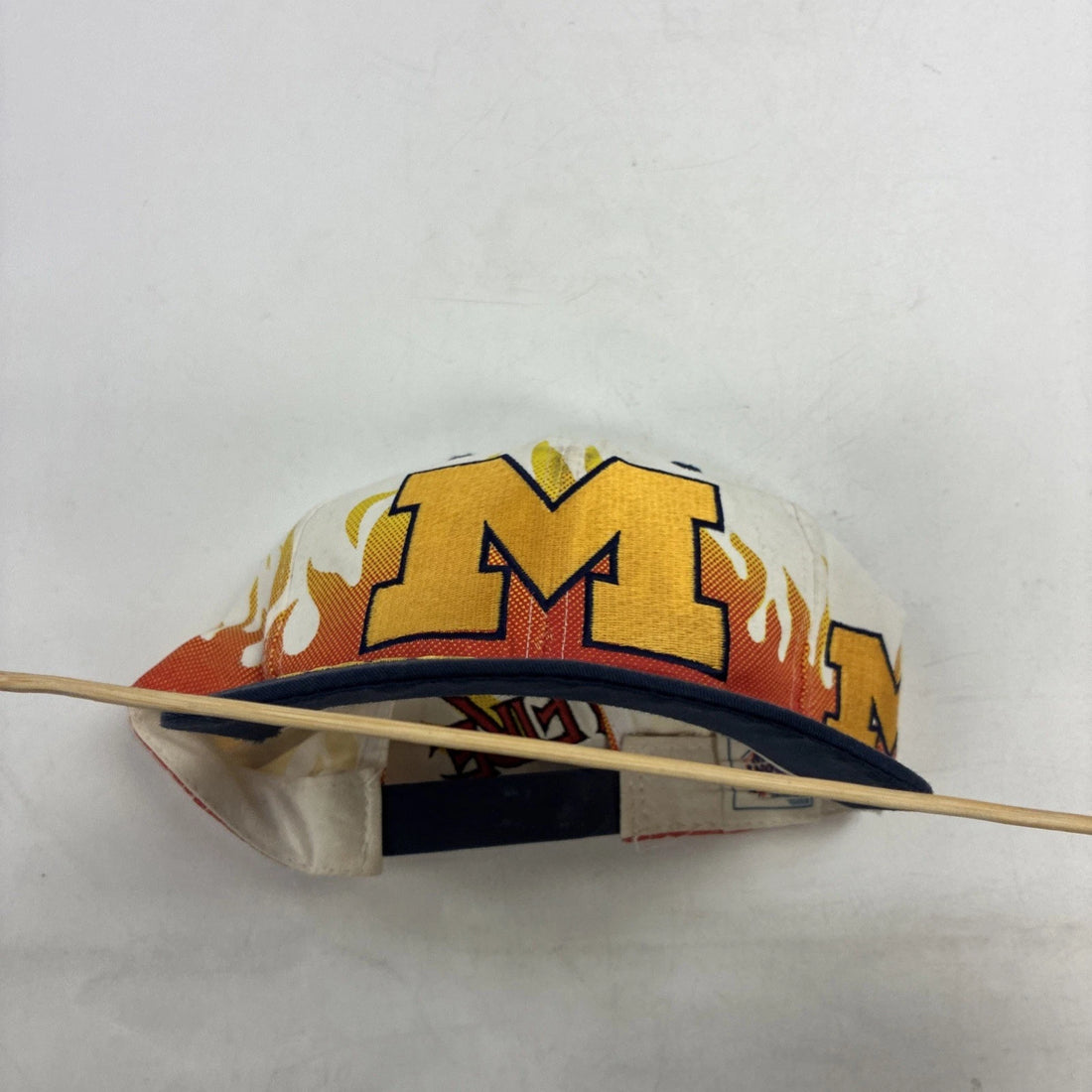 Vintage Michigan Wolverines Front Row On Fire Snapback Hat OSFA 90s NCAA