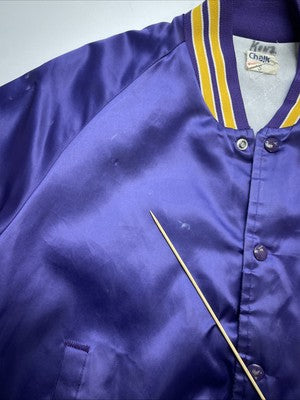 Vintage Minnesota Vikings Chalk Line Satin Bomber Jacket Size Small NFL