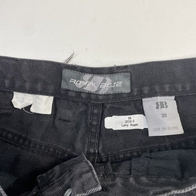 Vintage Royal Blue Baggy Denim Shorts Size 38 Black Y2K