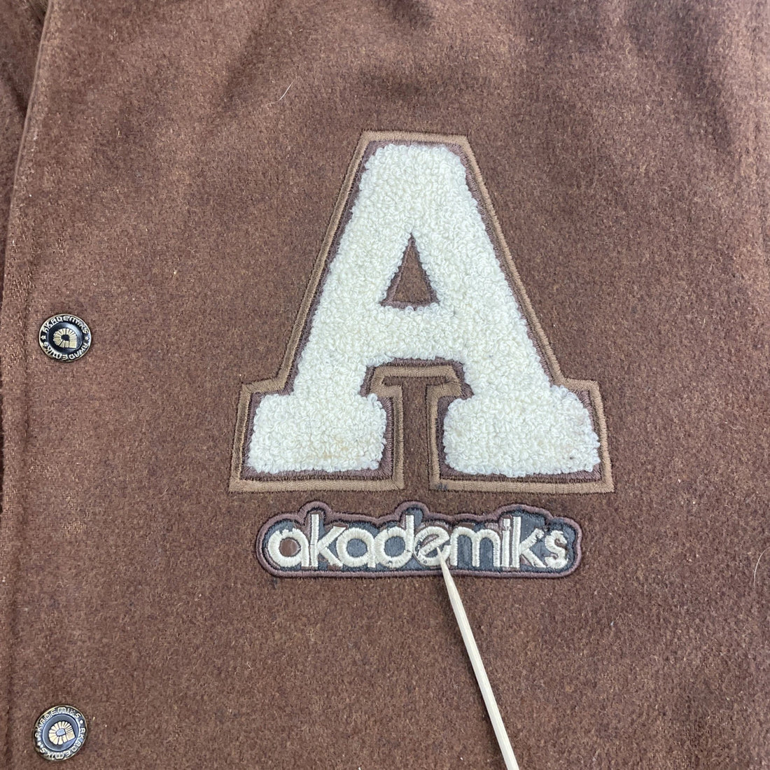 Vintage Akademiks Wool Faux Leather Varsity Jacket Size Large Brown Y2K