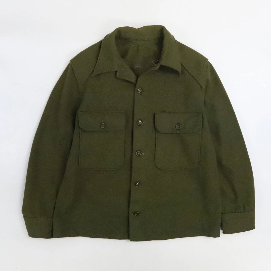 Military Army Wool Button Up Field Shirt Size Large