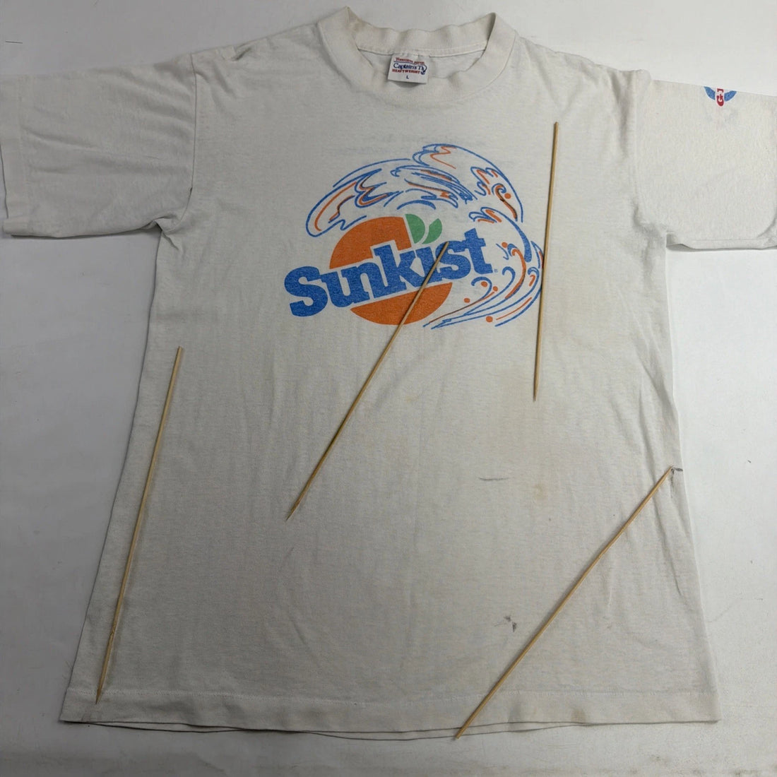 Vintage Sunkist Tennis T-Shirt Size Large Double Sided 80s