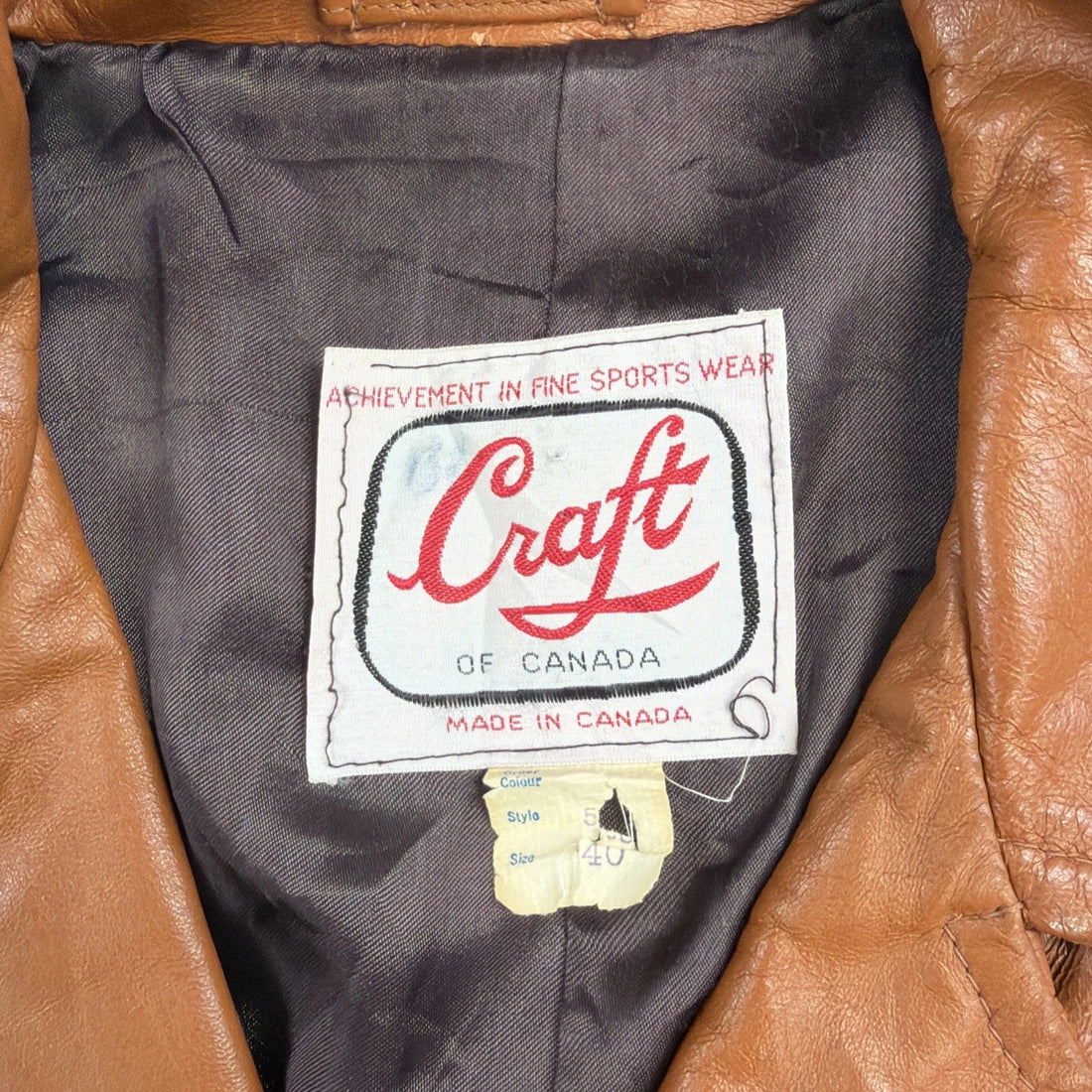 Vintage Craft Canada Leather Coat Jacket Size 40
