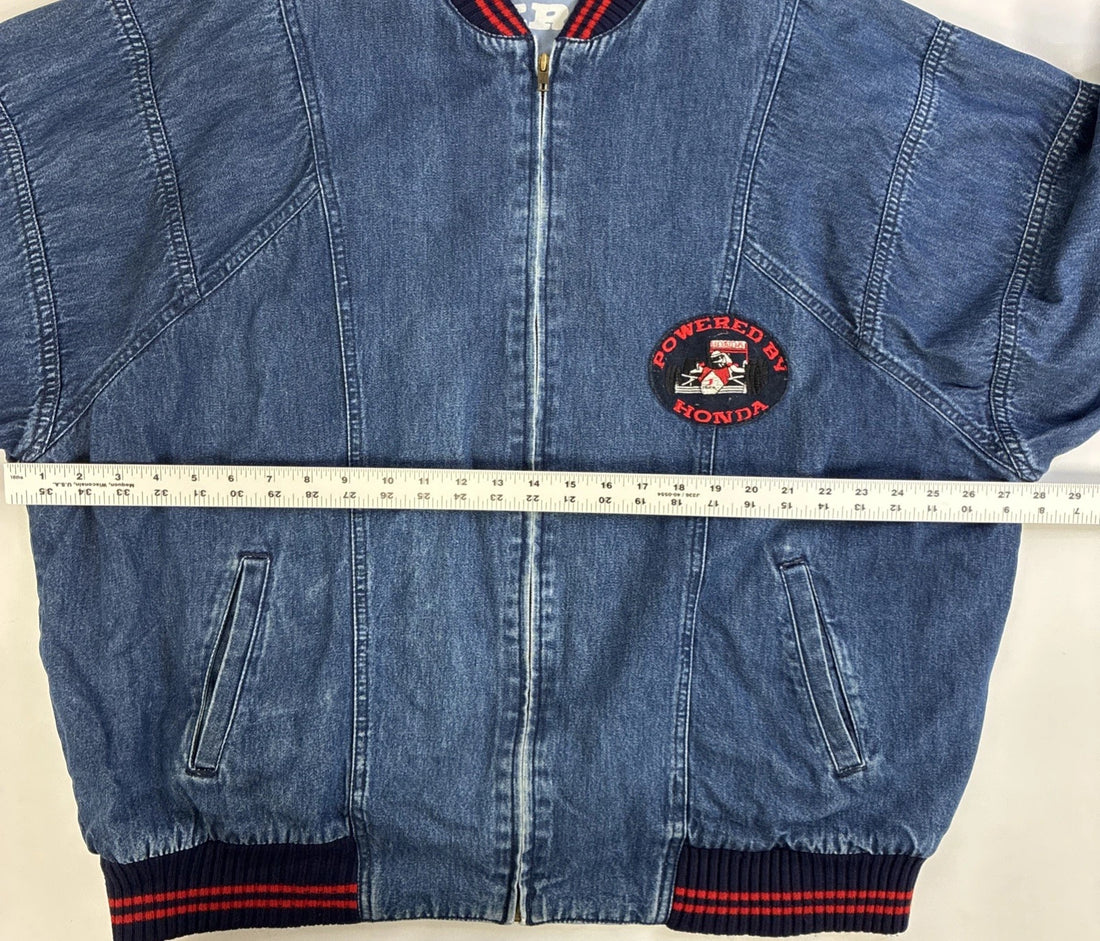 Vintage F1 Racing Powered By Honda Denim Bomber Jacket Size 52