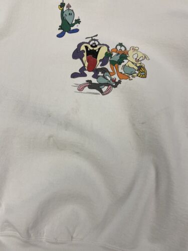 Vintage Tiny Toon Sweatshirt Crewneck Size Large White Cartoons 1991 90s
