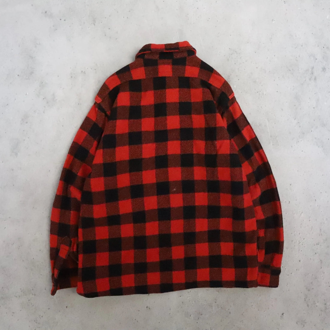 Sears Wool Red Buffalo Plaid Button Up Shirt Size Large