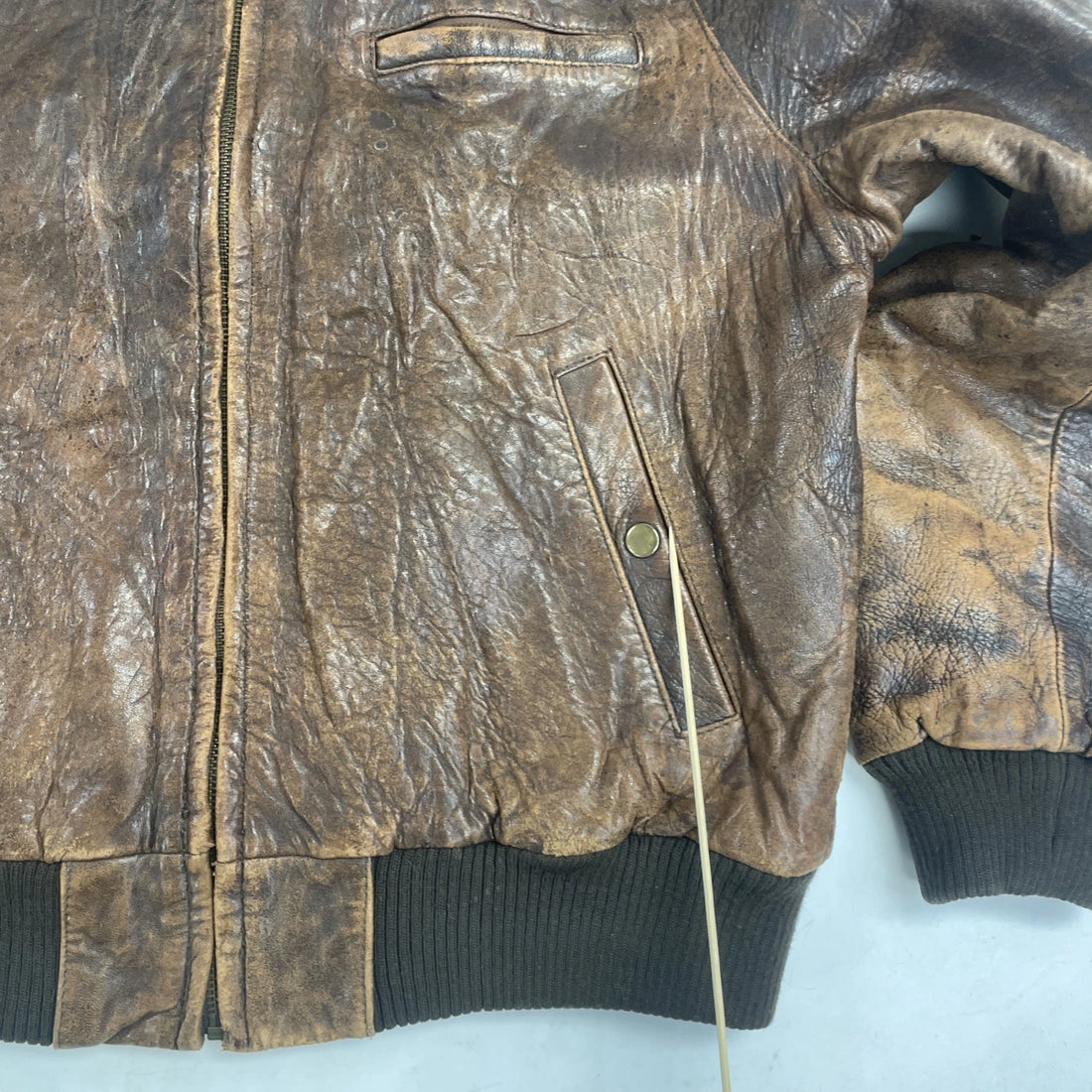 Vintage Adam Spencer Leather Bomber Jacket Size 42 Brown