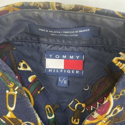 Tommy Hilfiger Western Equestrian Button Up Shirt Large All Over Print
