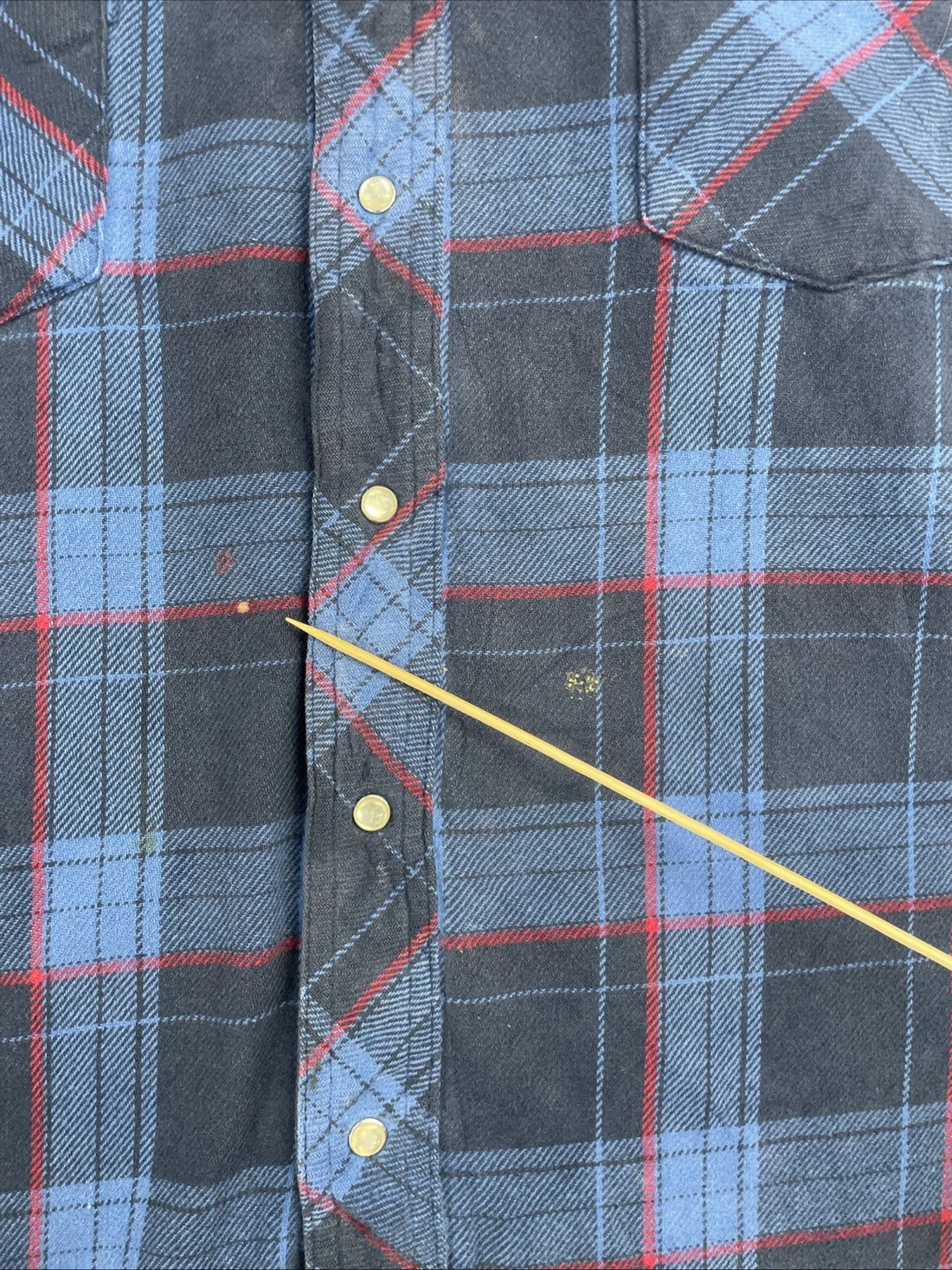 Vintage Wrangler Pearl Snap Shirt Size XL Blue Plaid