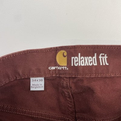 Carhartt Carpenter Work Pants Size 34 X 30 Burgundy