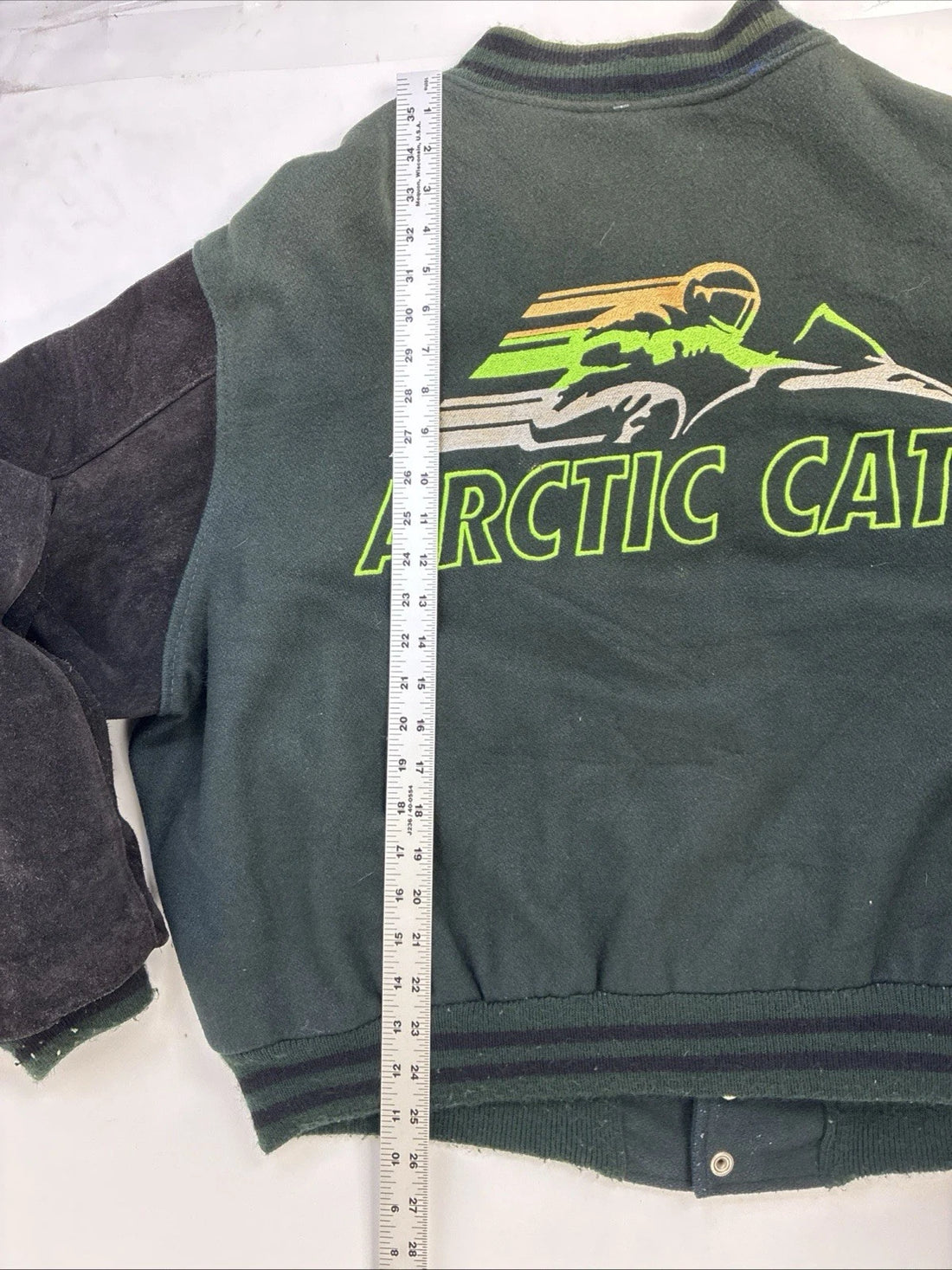 Vintage Arctic Cat Bounty Hunter Suede Wool Varsity Jacket Size Large