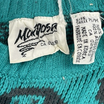 Vintage Mariposa Crewneck Sweater Size Medium Teal