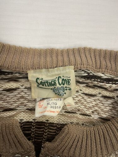 Vintage Cottage Cove Wool Knit Clasp Cardigan Sweater Size XL Brown