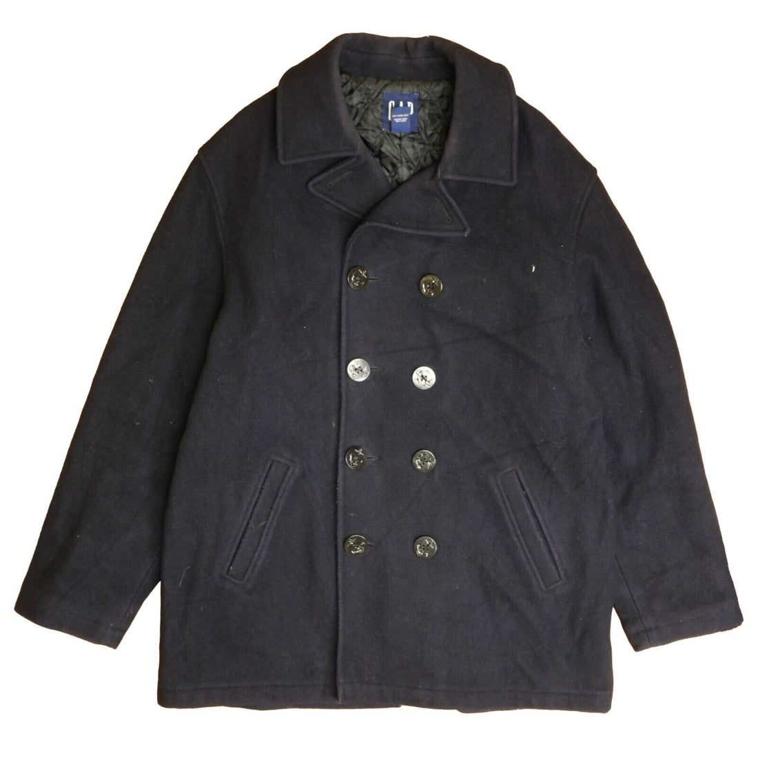 Vintage GAP Wool Pea Coat Jacket Size Large Blue