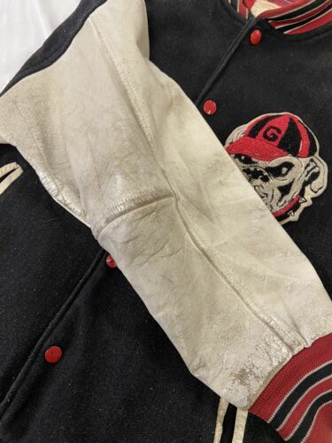 Vintage Gonzaga Bulldogs Leather Wool Varsity Bomber Jacket Small NCAA