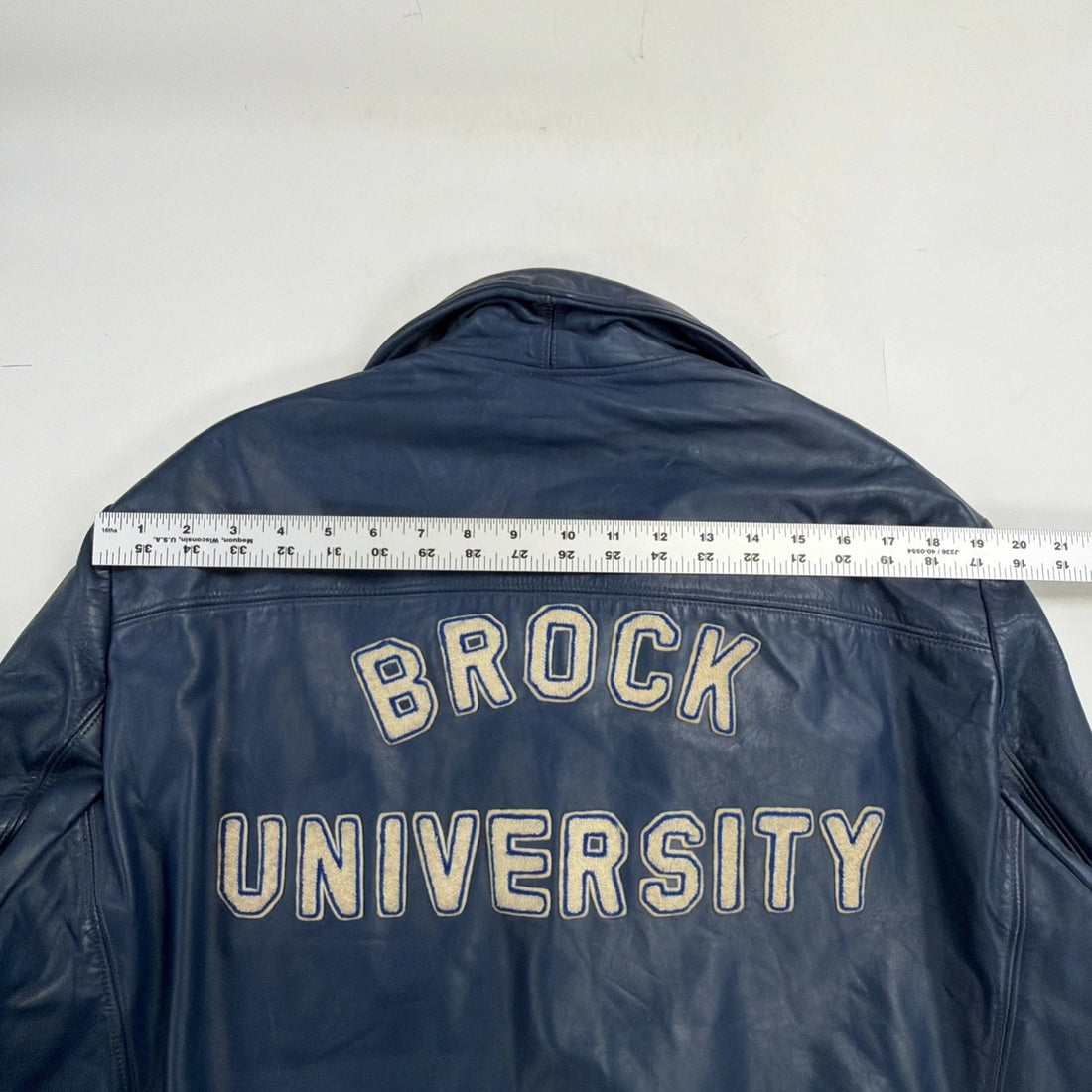 Vintage Brock University Computer Science Leather Varsity Jacket 44 1981 80s
