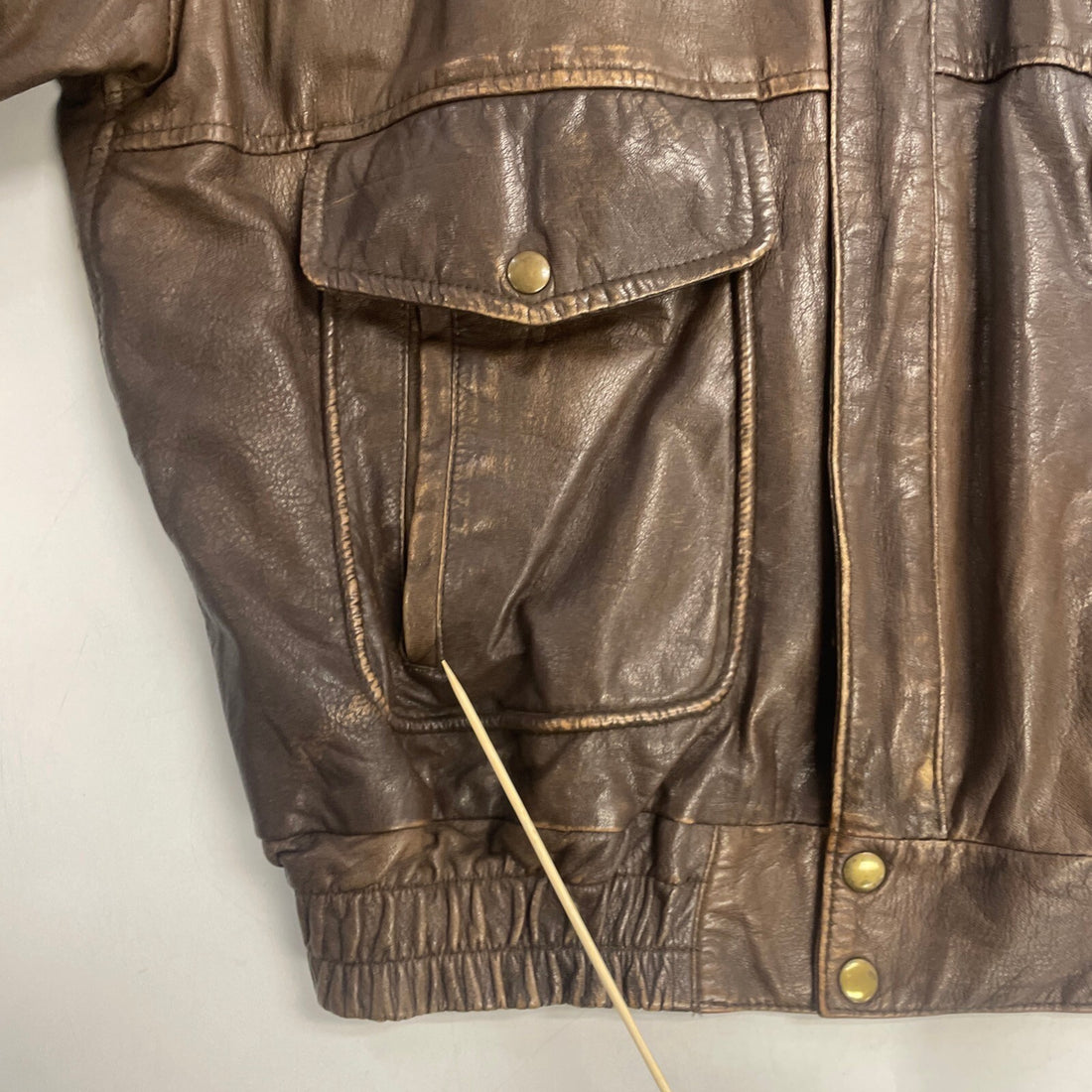 Vintage Map Lined Leather Bomber Jacket Size Large Brown