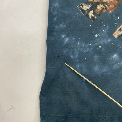 Vintage Star Wars Millennium Falcon Liquid Blue Tie Dye T-Shirt Size XL 90s
