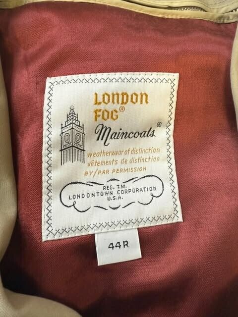 Vintage London Fog Maincoats Trench Coat Jacket Size 44R