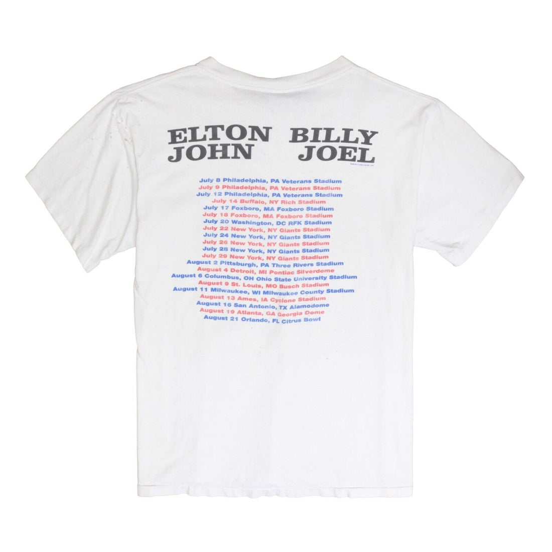 Vintage Elton John Billy Joel Tour T-Shirt Size XL White Music Tee 90s