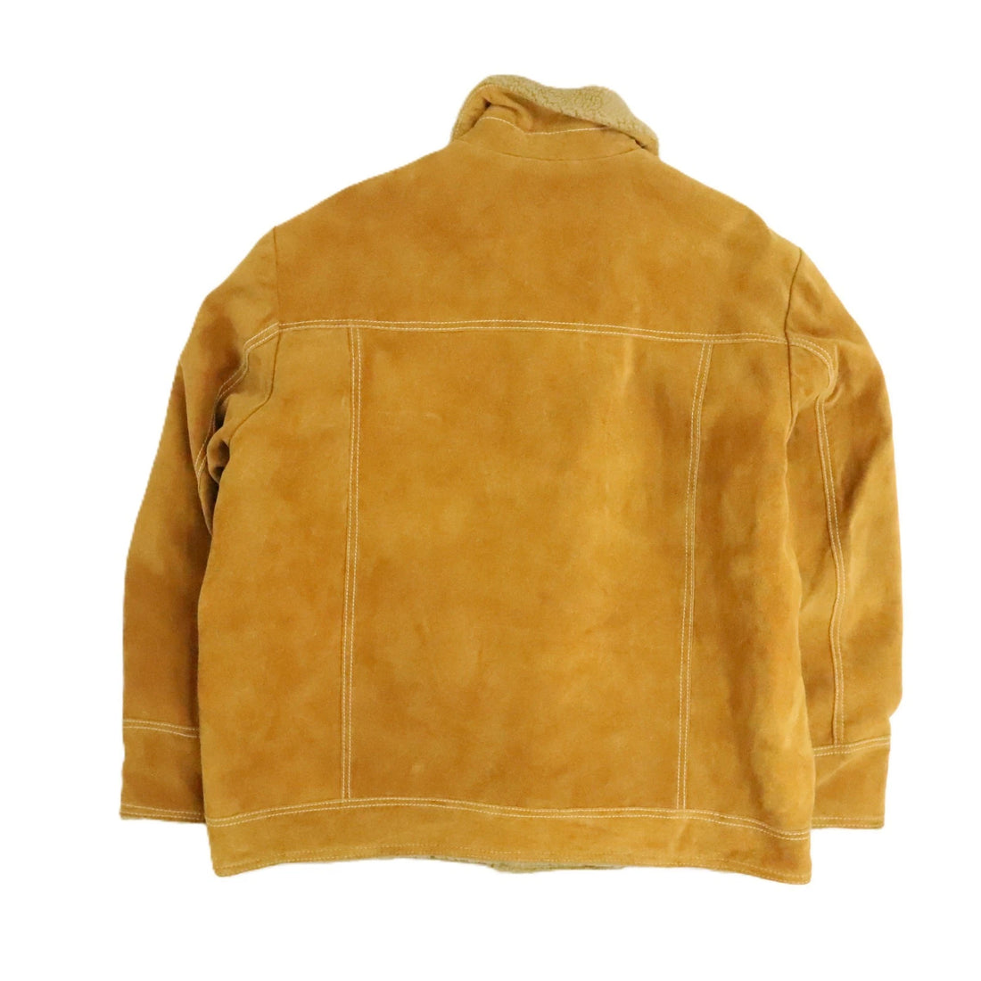 Leather Suede Work Jacket Size XL Sherpa Lined Brown