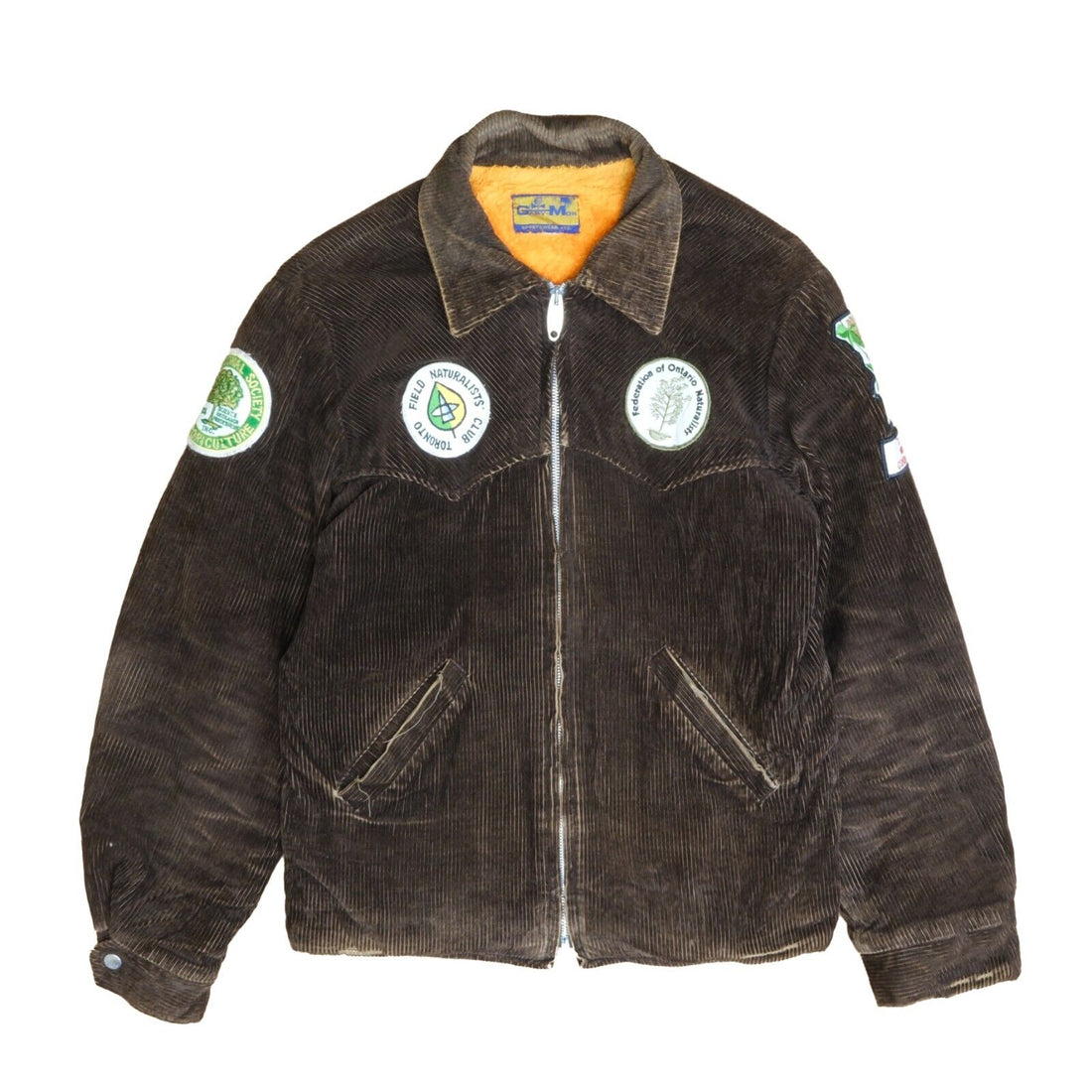 Vintage Gary Mor Corduroy Coat Jacket Medium Brown Lightning Zip