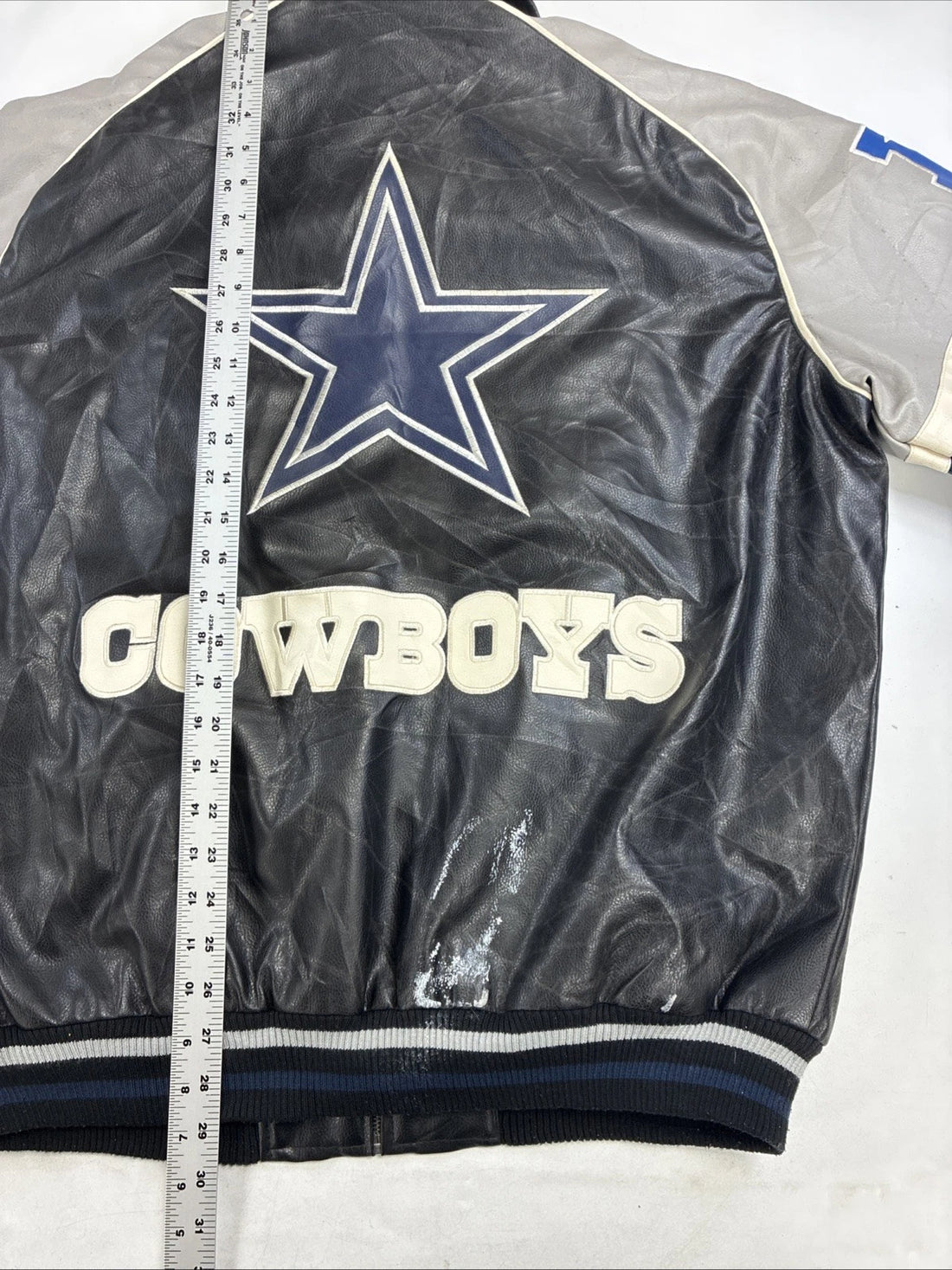 Dallas Cowboys Faux Leather Varsity Bomber Jacket Size Large NFL