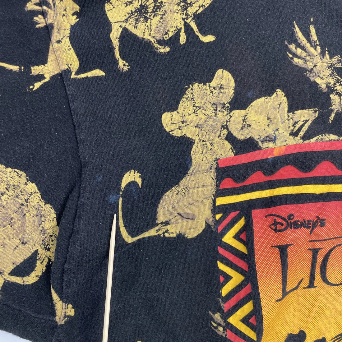 Vintage The Lion King Disney T-Shirt Size XL Black All Over Print 90s
