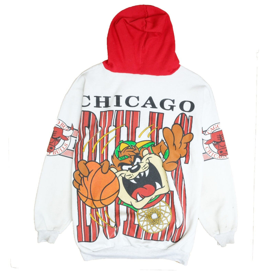 Vintage Taz Chicago Bulls Looney Tunes Sweatshirt Hoodie Size Medium 90s NBA
