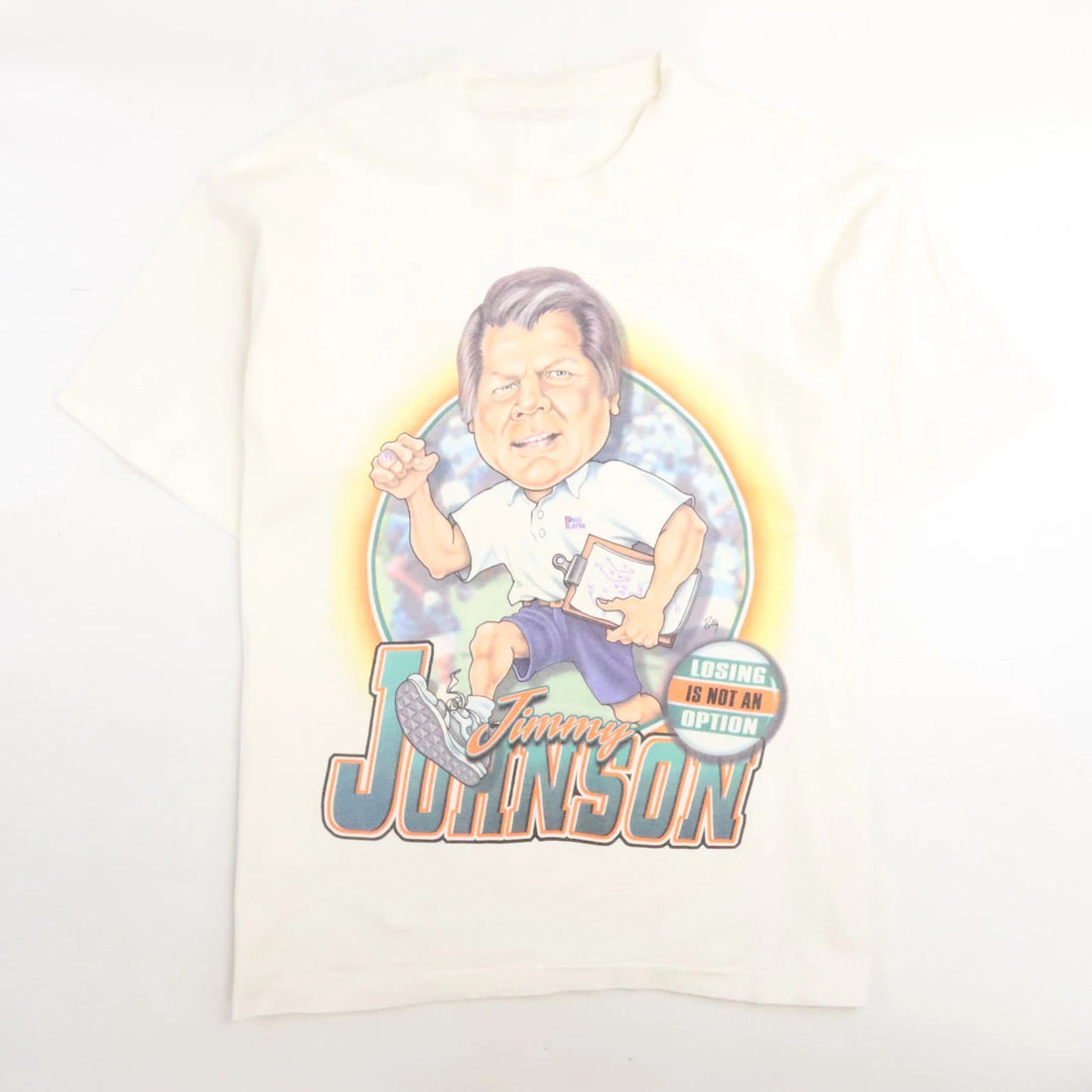 Vintage Jimmy Johnson Miami Dolphins Caricature T-Shirt Size XL 90s NFL
