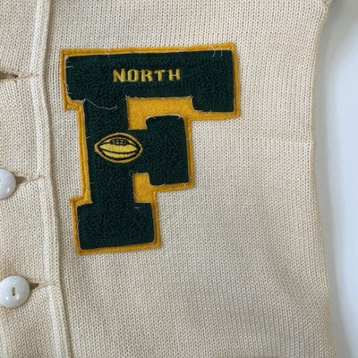 Vintage Bucky Warren Football Varsity Letterman Wool Cardigan Sweater Medium
