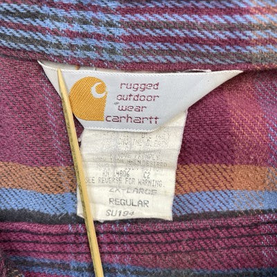 Vintage Carhartt Rugged Button Up Shirt Size 2XL Plaid