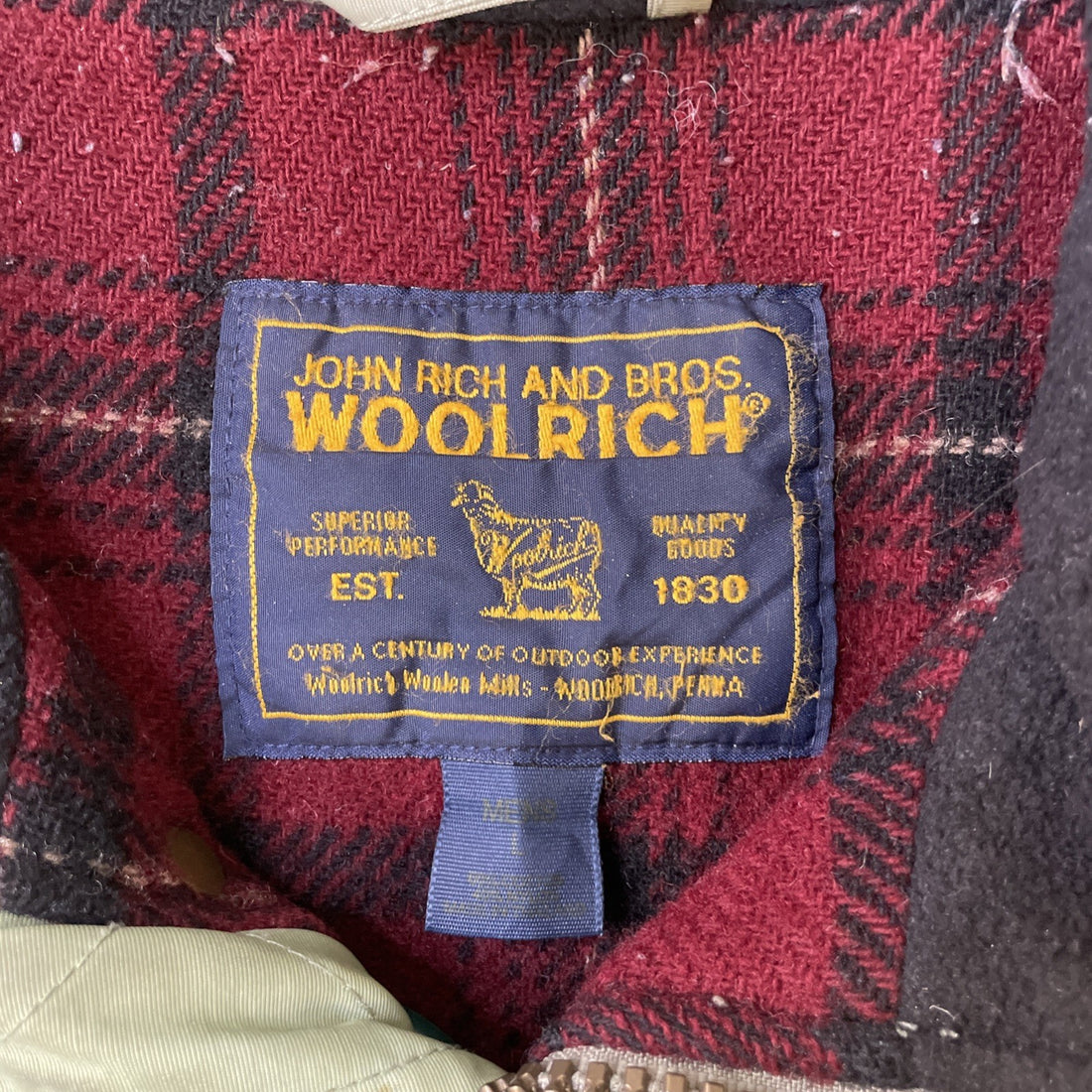 Vintage Woolrich Bomber Jacket Size Large Green Fleece Lined