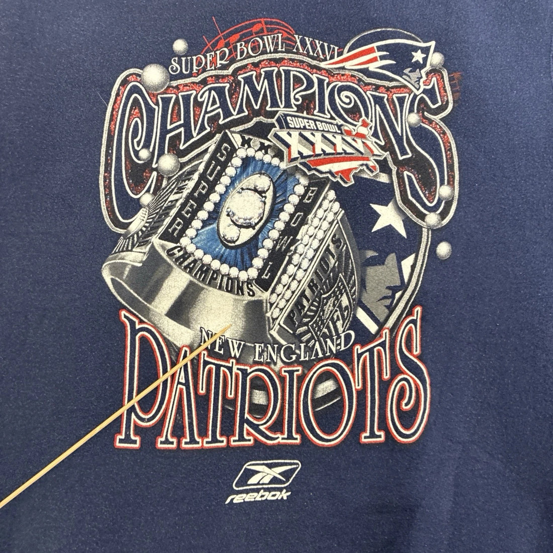 New England Patriots Championship Ring Sweatshirt Crewneck Medium Vintage NFL