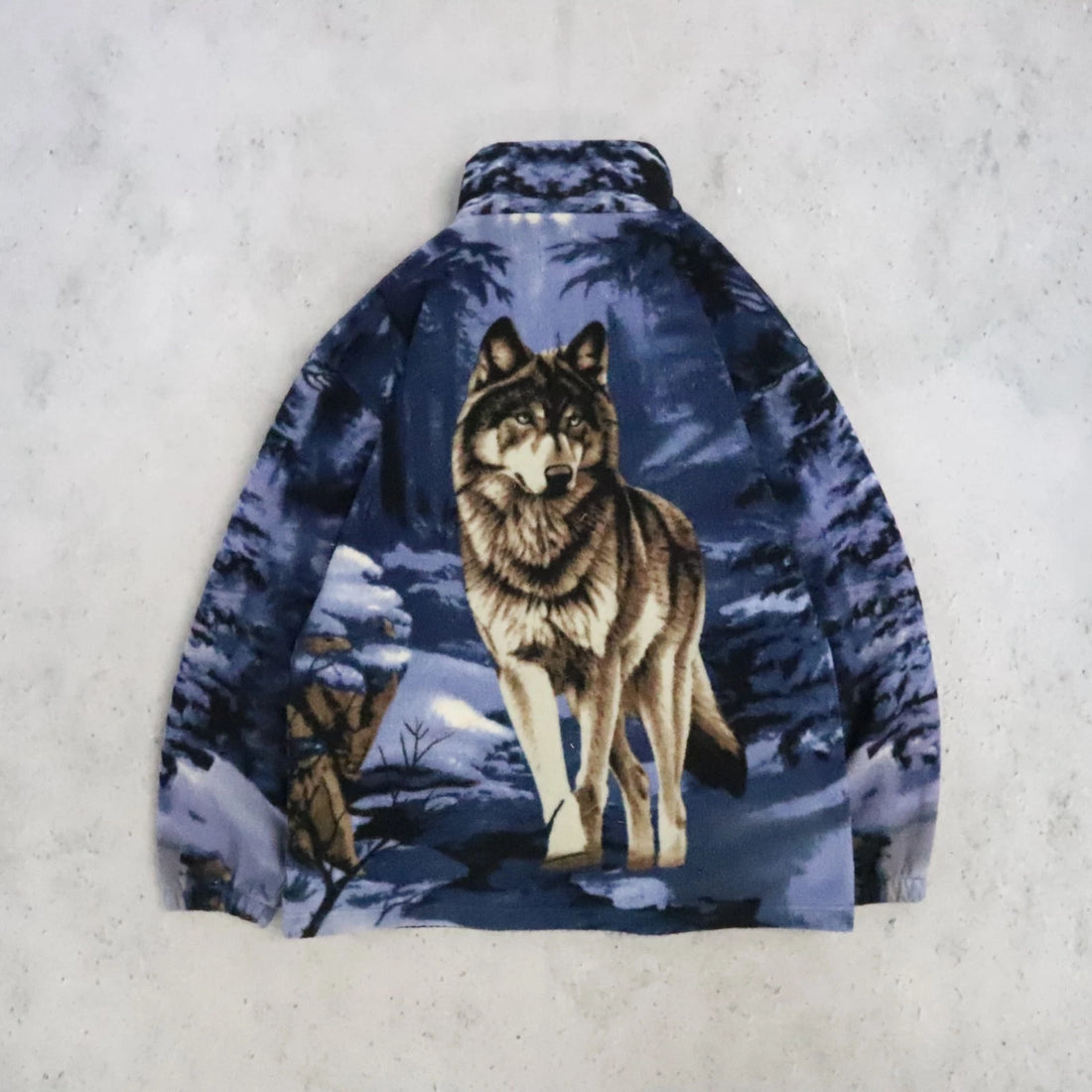 Vintage Wolf Winter Fleece Jacket Size Large