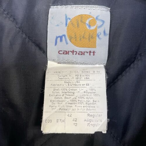 Carhartt Canvas Active Work Jacket Size 42 C03 BRN Insulated